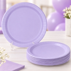 Lavender Round Dessert Plates Big 20 PK